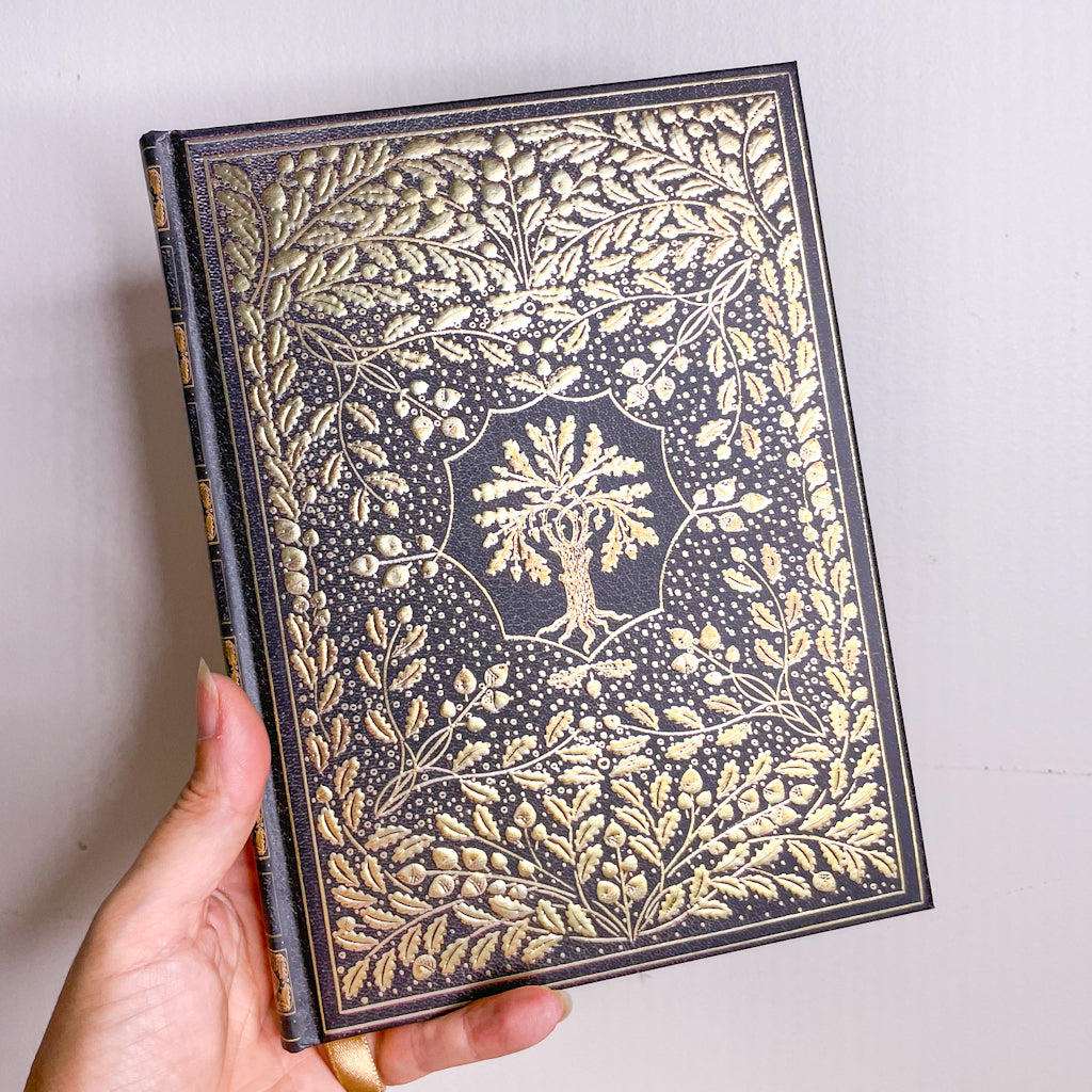 Hard cover mystic tree of life black gold embossed journal