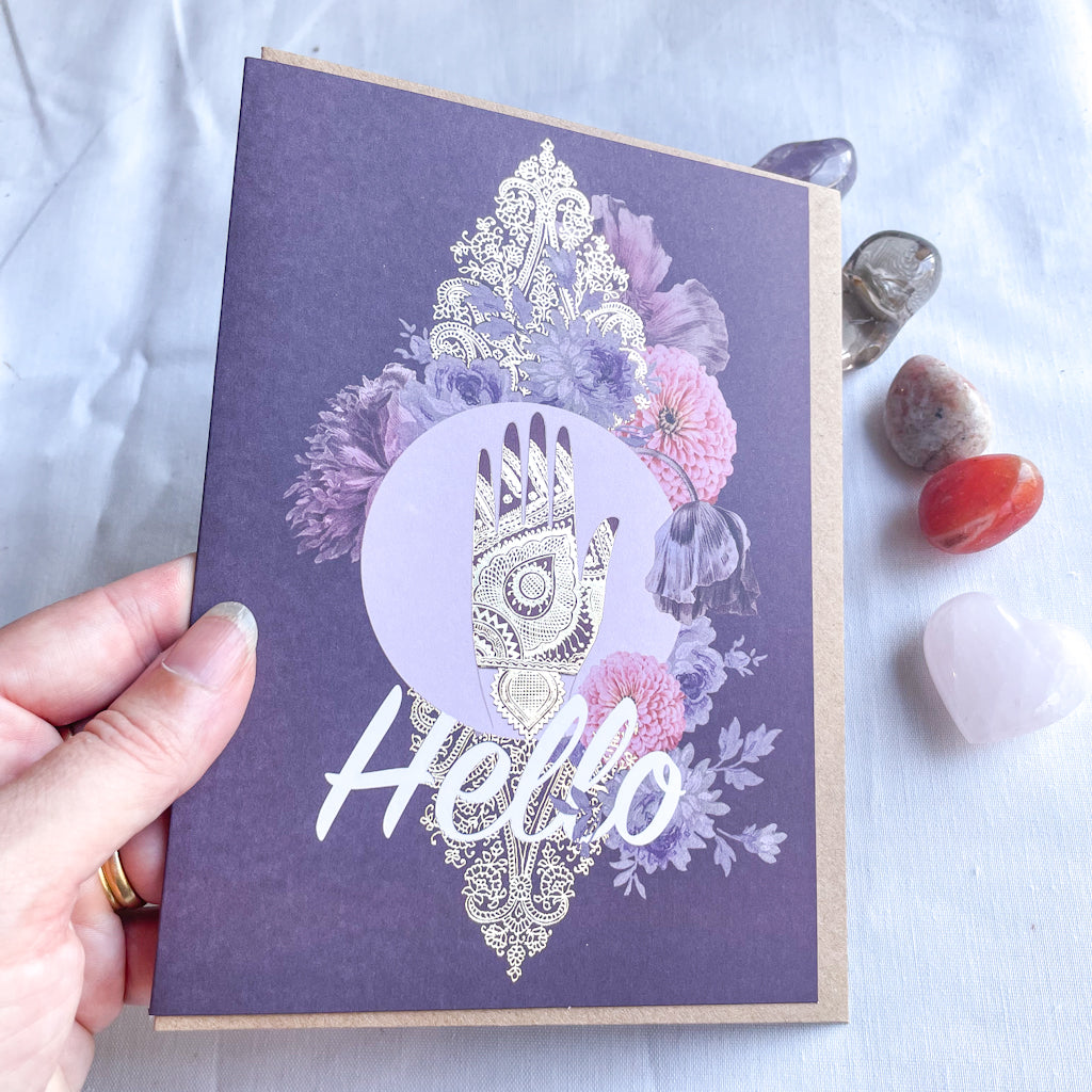 Hello palm gold foil greeting card