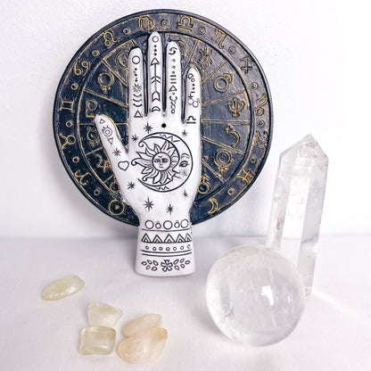 Palmistry zodiac hand incense holder