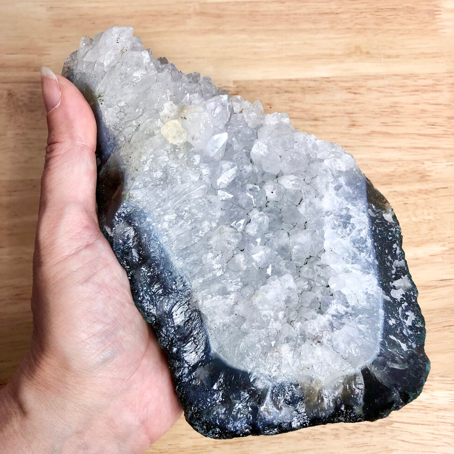 Snow clear quartz cluster XL