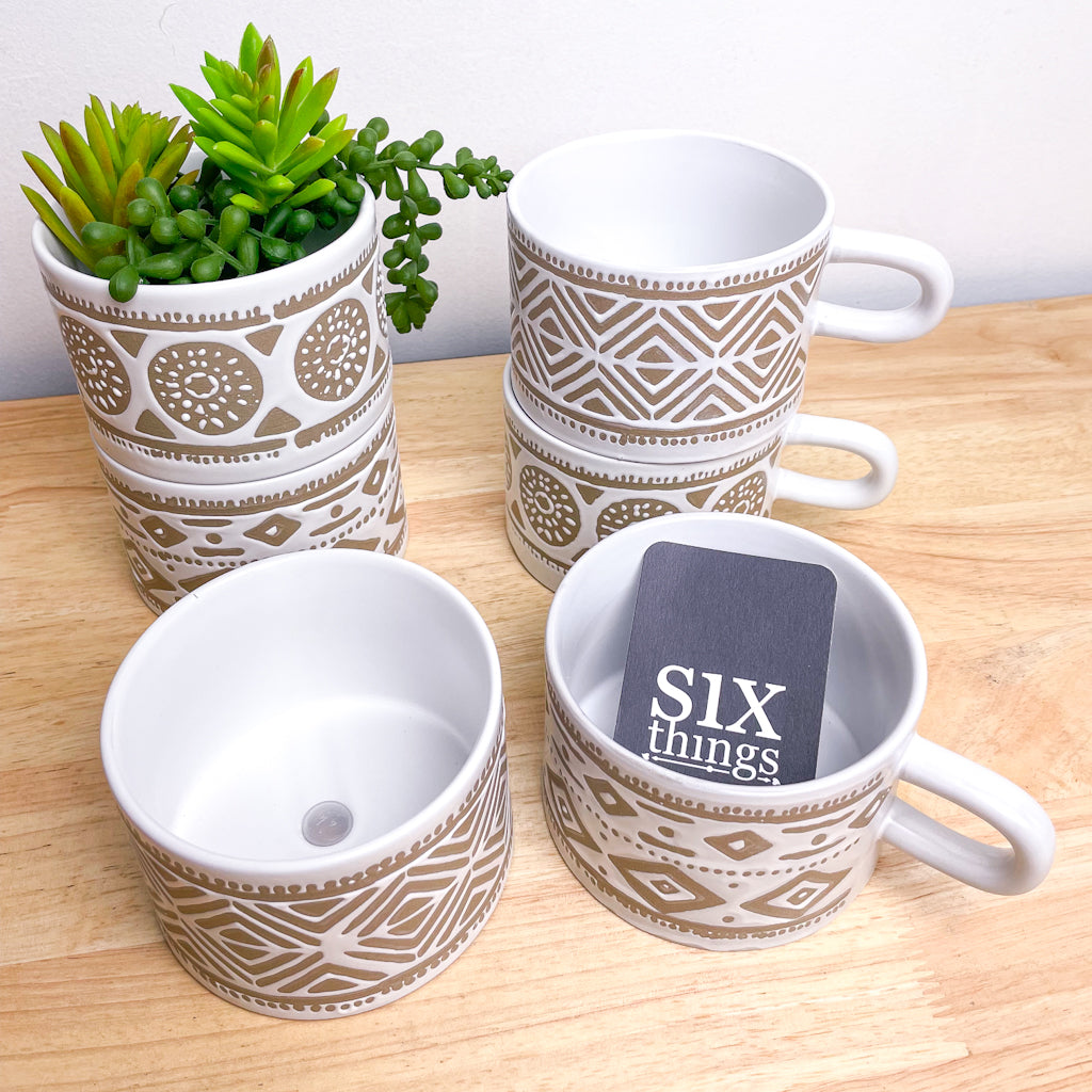Handmade pottery pattern mug bowl / mini planter pot
