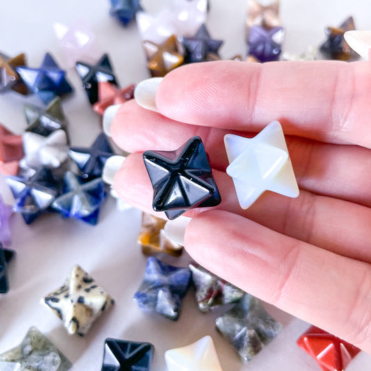 Hand carved crystal merkaba / merkabah star crystal  polished stone