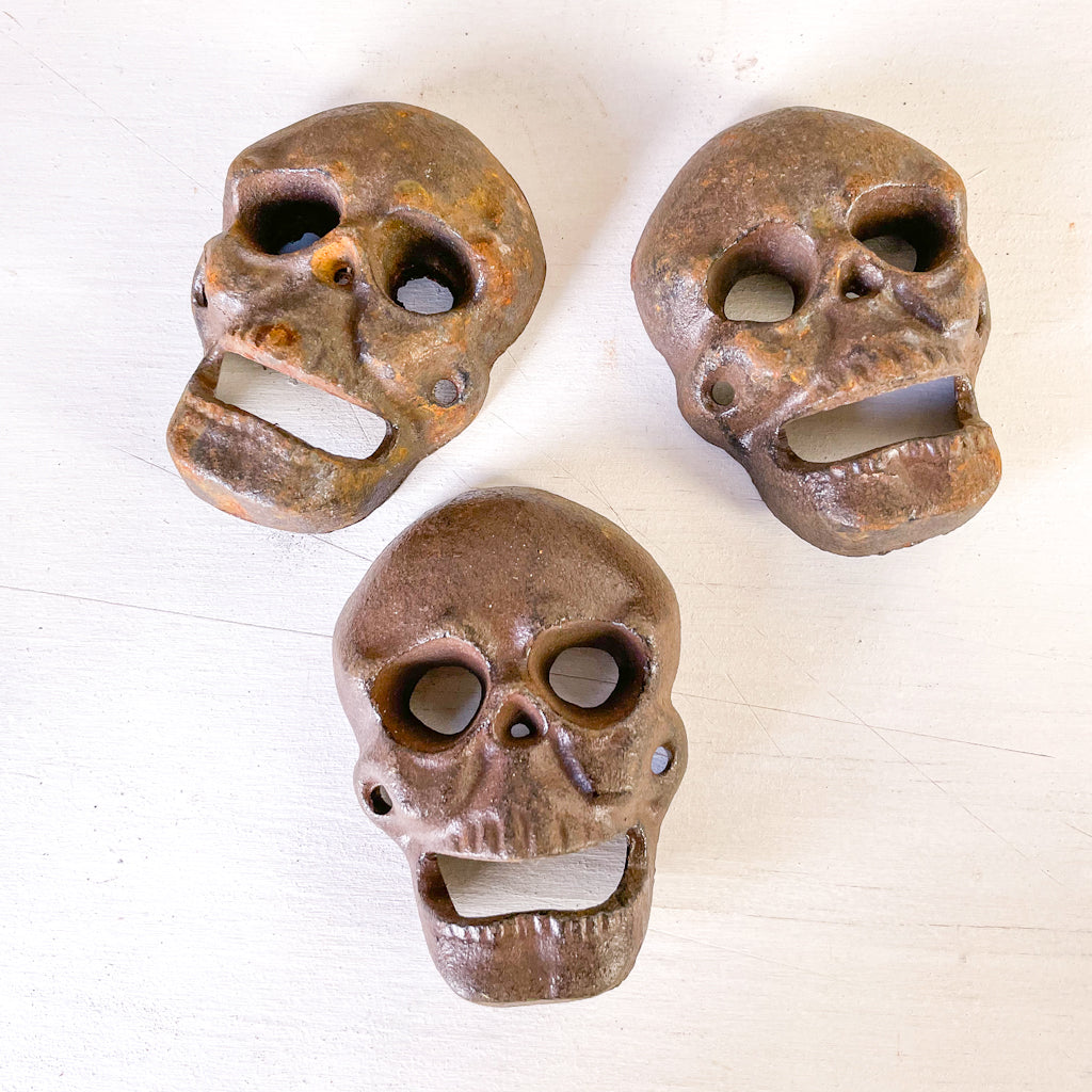 Skull vintage cast iron bottle opener wall hook