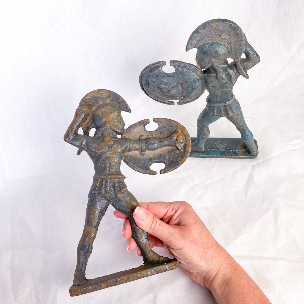 Spartan warrior vintage cast iron statue