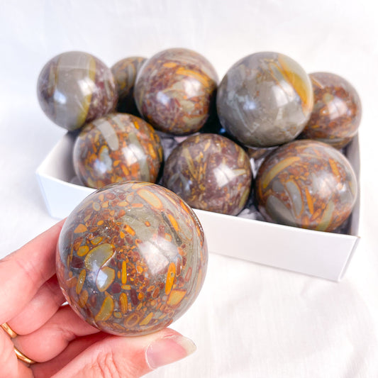 Bamboo jasper crystal sphere stone
