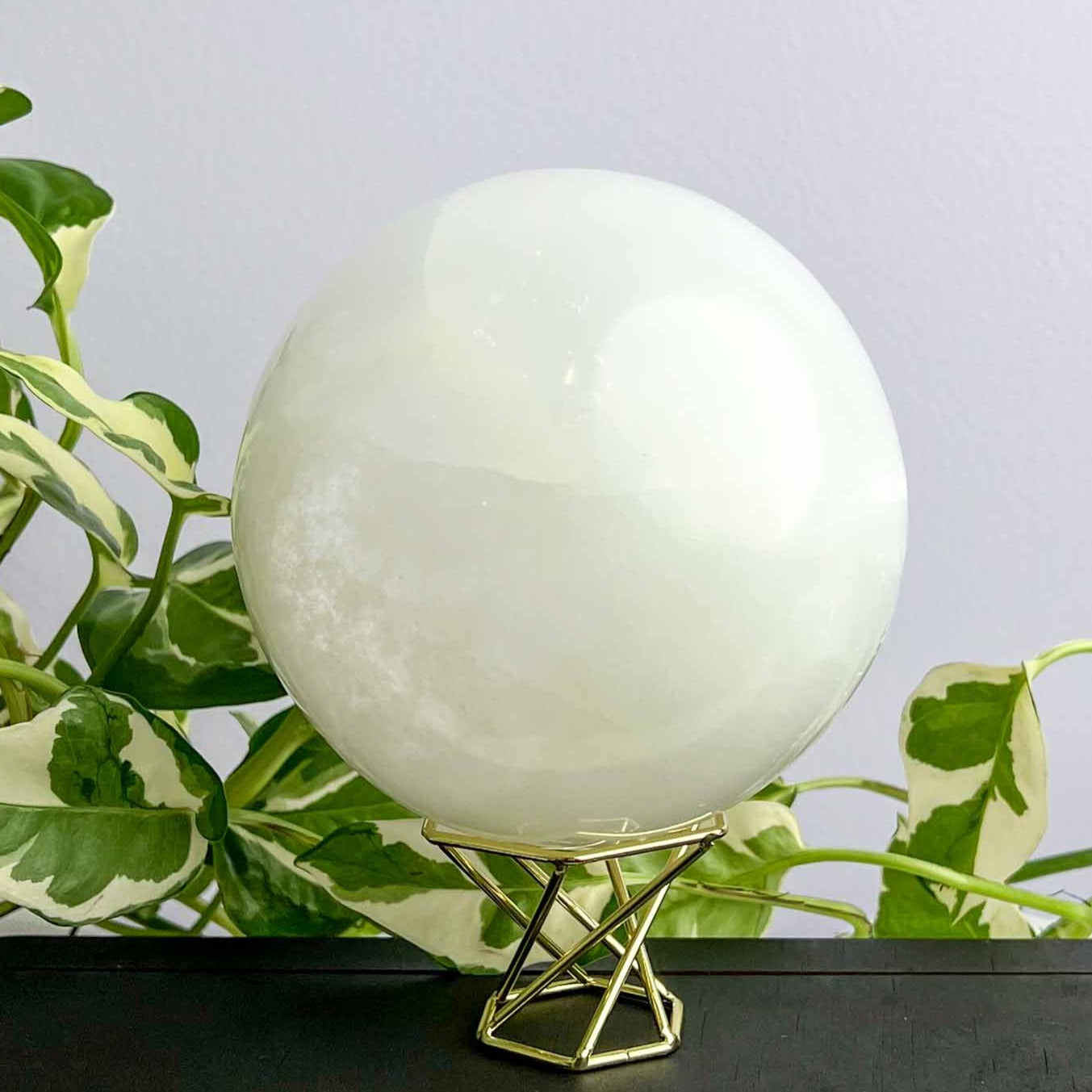 Moon gypsy fortune teller polished selenite crystal sphere L-XL