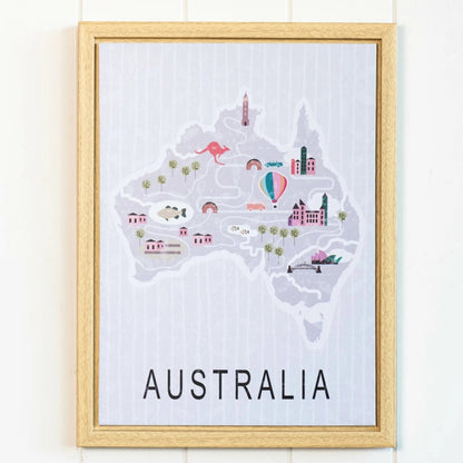 Australia map cute framed print