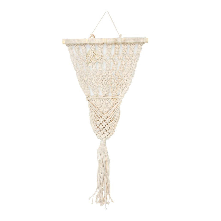 Tropical boho handmade macrame plant pot wall hanging