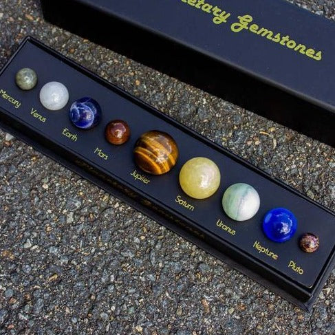 Crystal spheres gift box desk set of the solar system planets