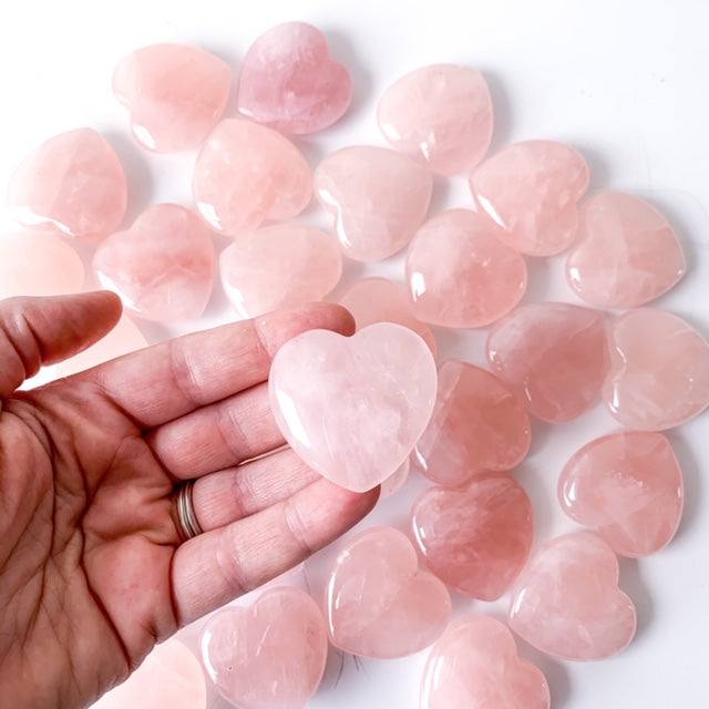 Rose quartz / Blue Calcite puffy heart shaped crystal