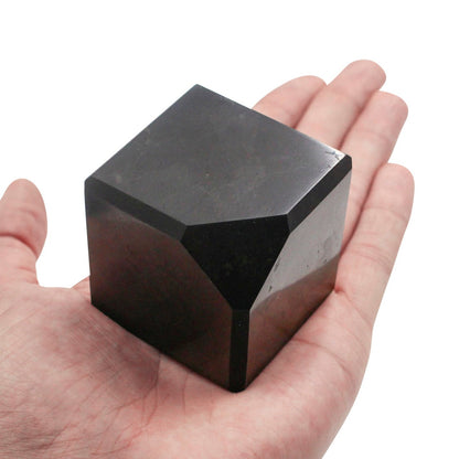 High quality Shungite crystal optical illusion cut corner polished & carved cube