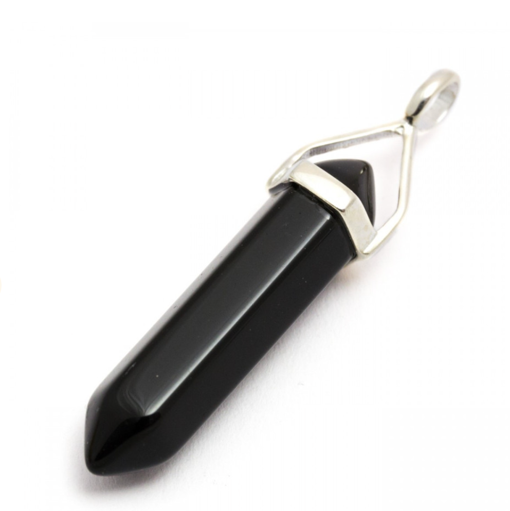 Obsidian Crystal double terminated pendant