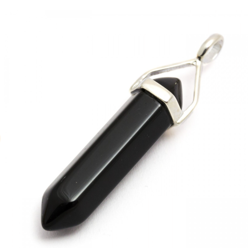 Obsidian Crystal pendant double terminated