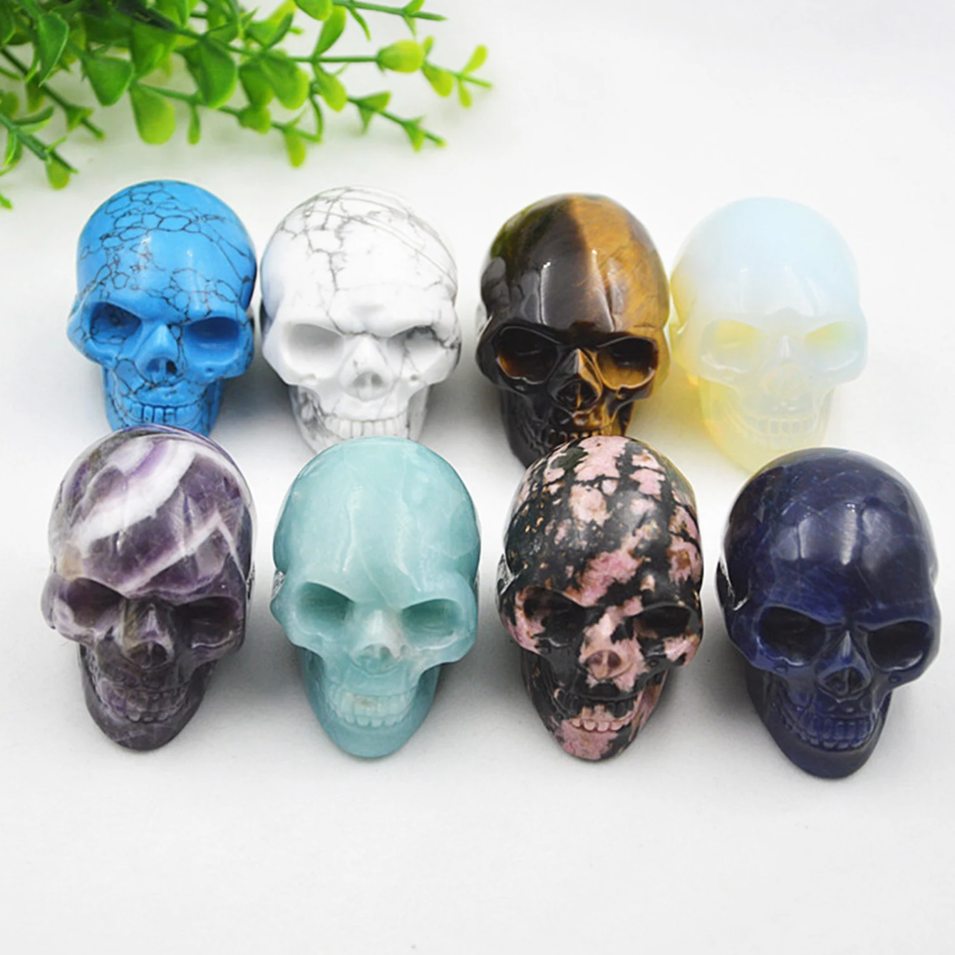 Hand carved crystal skull - mini skullie polished stone