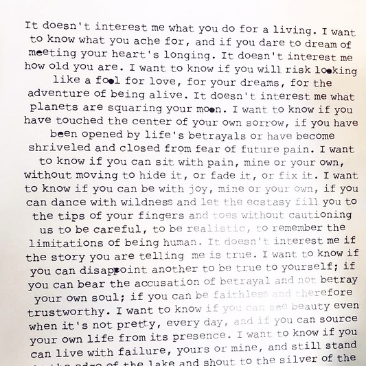 Heart's longing poem inspirational poster print A3