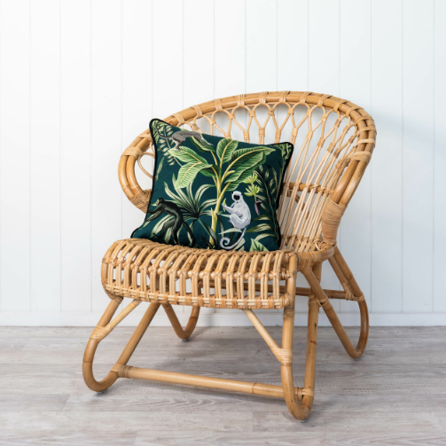 Tropical Monkey cotton & velvet cushion cover