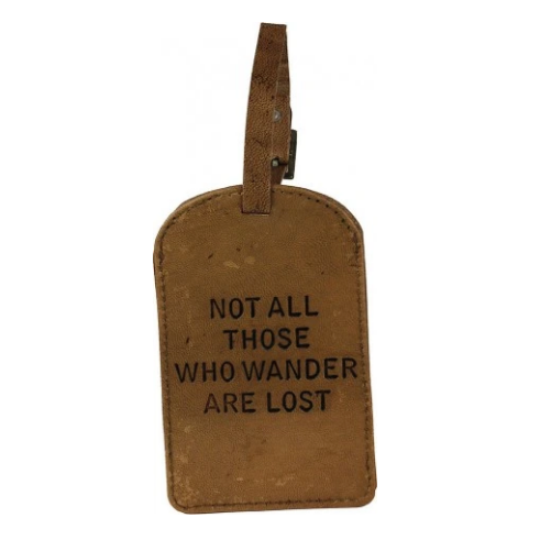 Not all who wander leather luggage tag