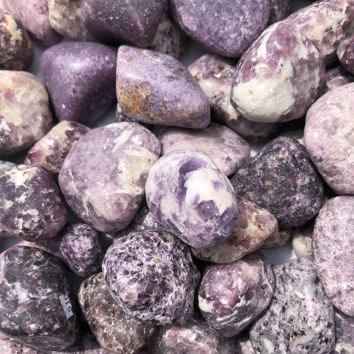 Lepidolite crystal tumble stone