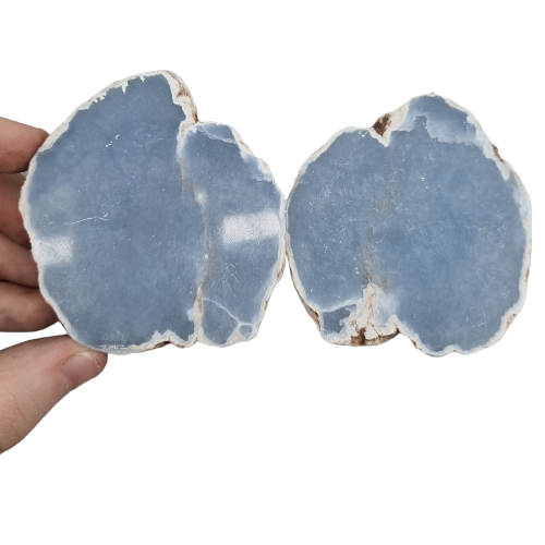Angelite crystal polished face rough large palm stone
