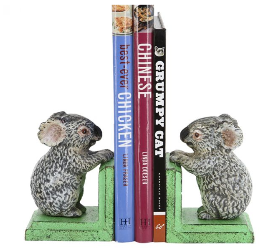 Koala vintage statue painted metal bookend - single or pair