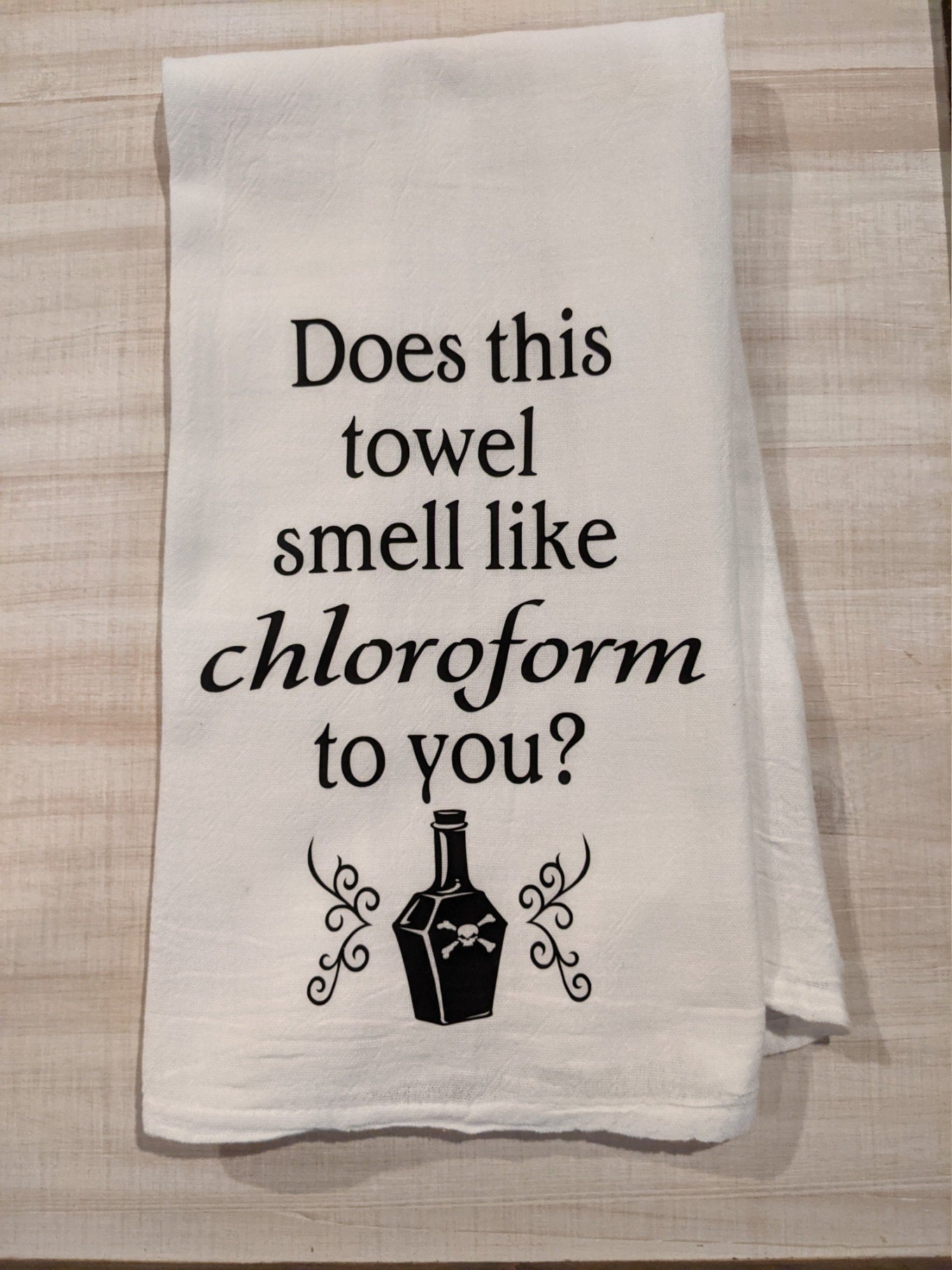 Kitchen witch oven mitt / naughty chloroform tea towel