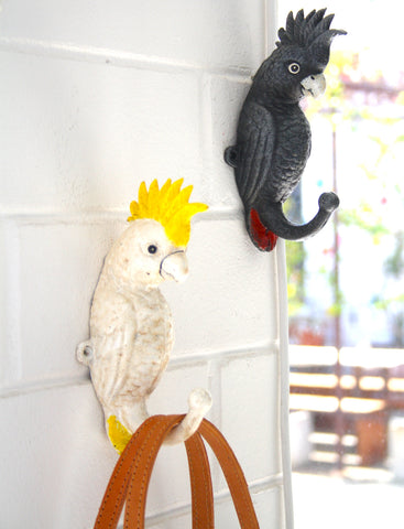 Cockatoo / Galah / Magpie / Kookaburra bird painted iron hook single or set