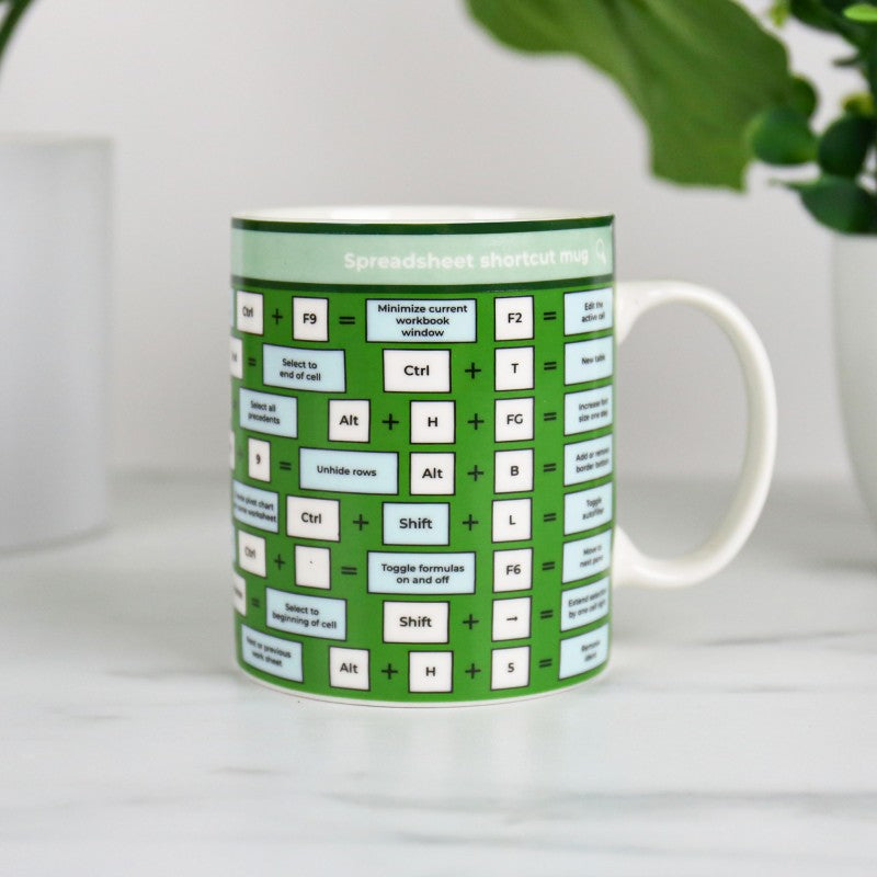 Excel shortcut cheatsheet mug