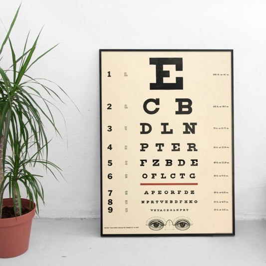 Vintage eye chart poster print