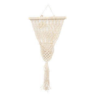 Tropical boho handmade macrame plant pot wall hanging