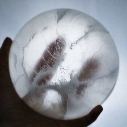 Moon gypsy fortune teller polished selenite crystal sphere L-XL