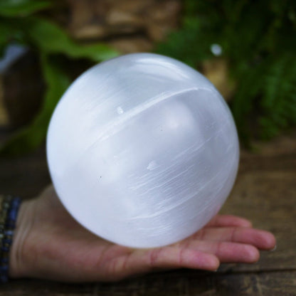 Moon gypsy fortune teller polished selenite crystal sphere L-XL