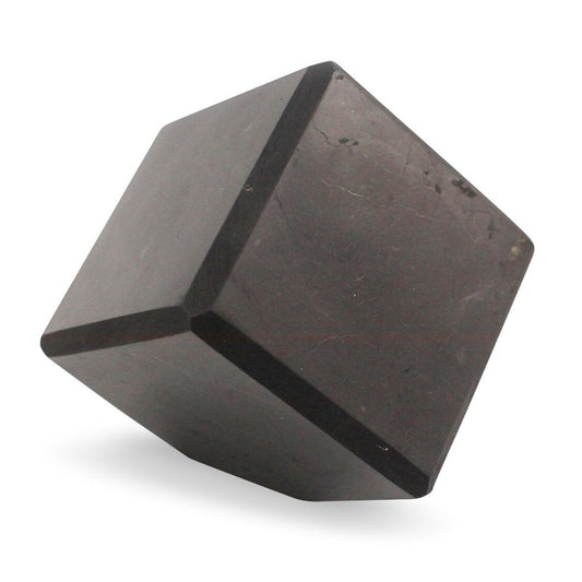 High quality Shungite crystal optical illusion cut corner polished & carved cube