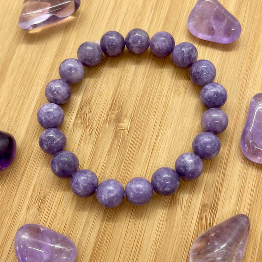 Lepidolite crystal bead bracelet