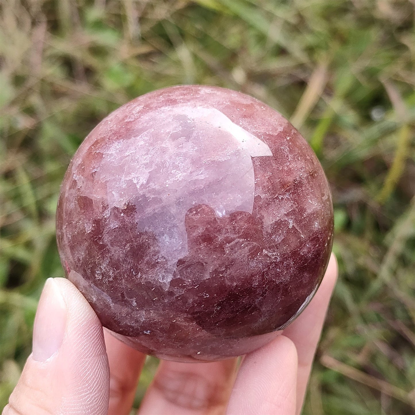 Strawberry quartz crystal sphere