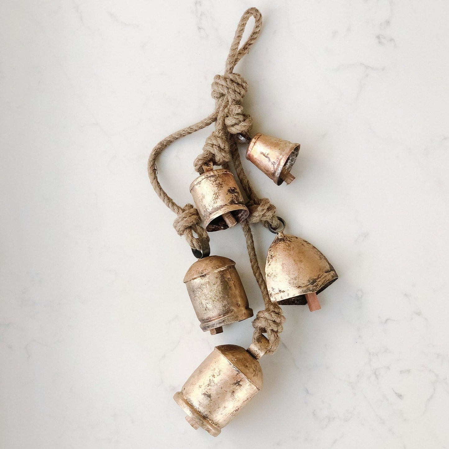 Vintage brass cow bell set 5