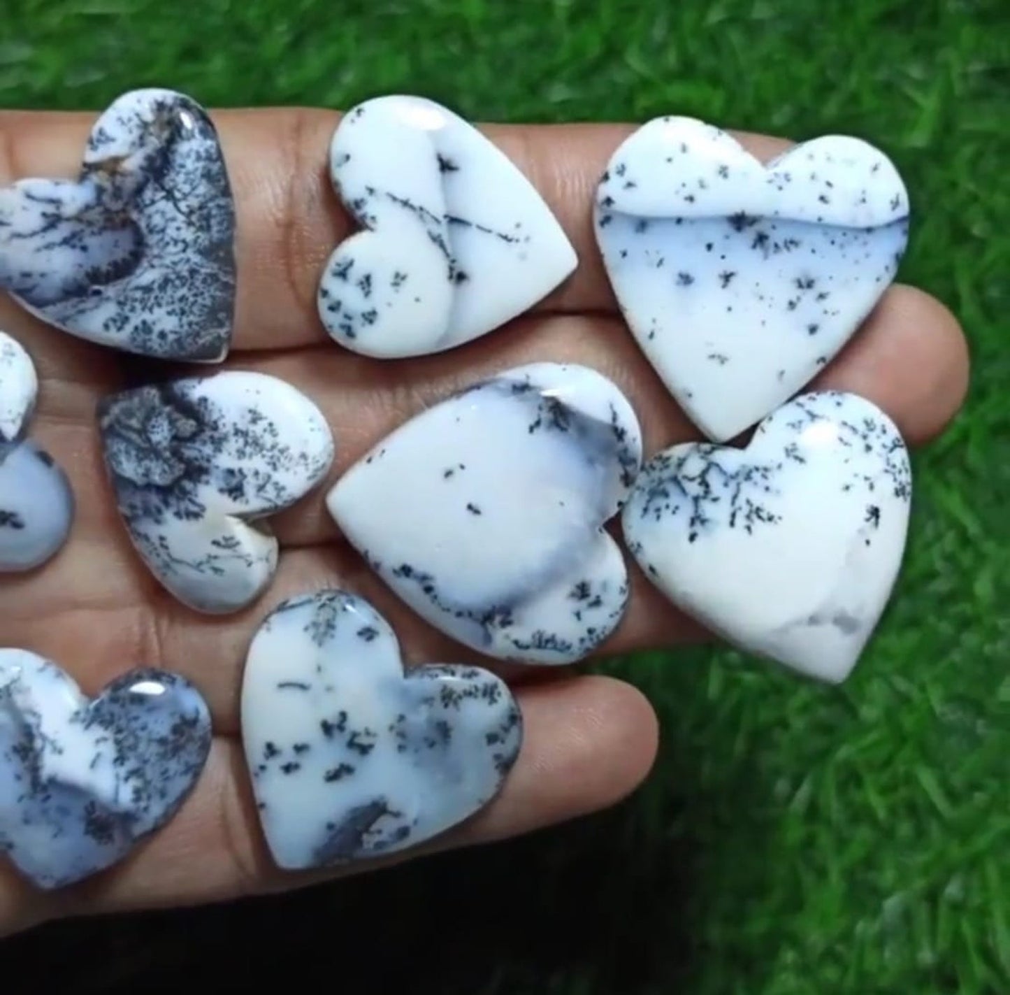Dendritic opal crystal puffy heart