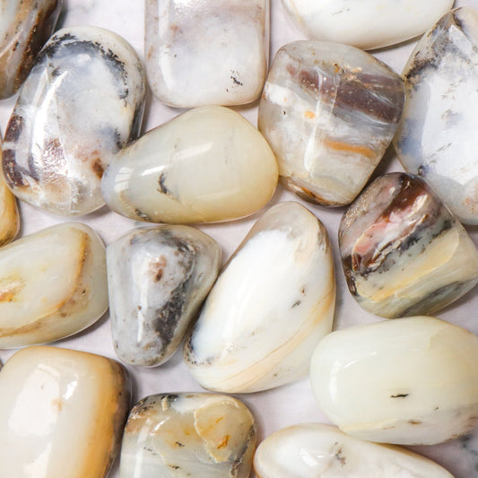 White Andean opal crystal large tumble