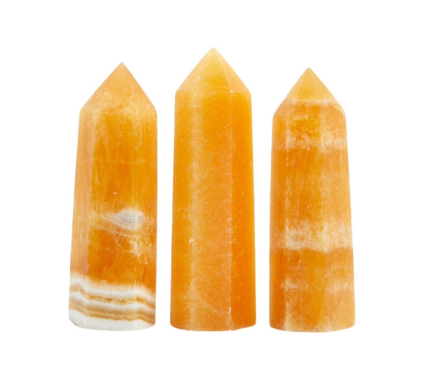 Orange calcite crystal tower