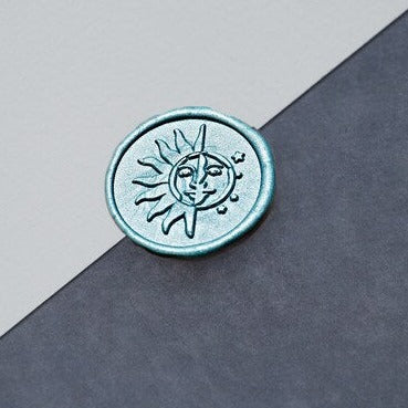 Moon / sun face wax seal / wooden brass sealing stamp