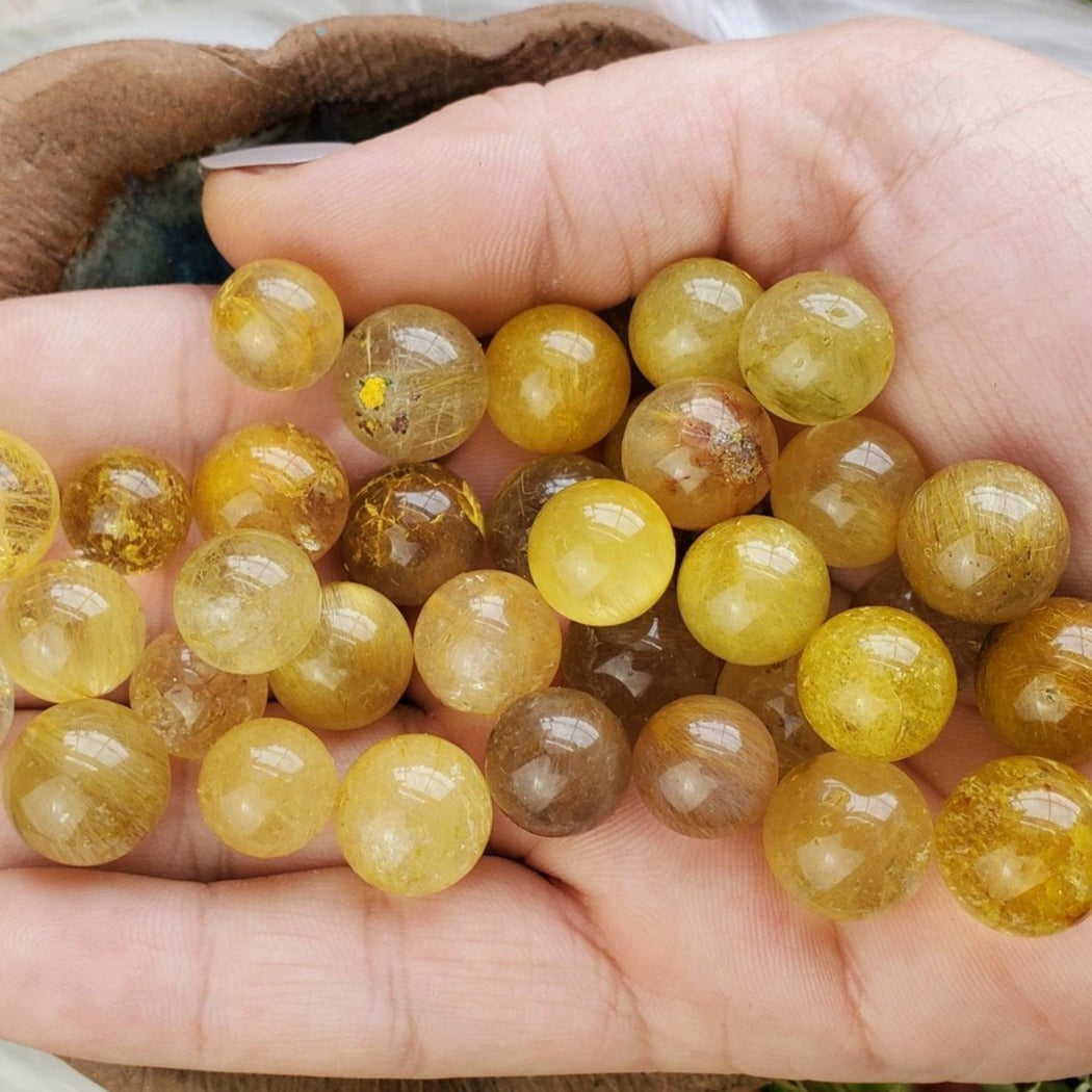 Golden rutile crystal mini sphere