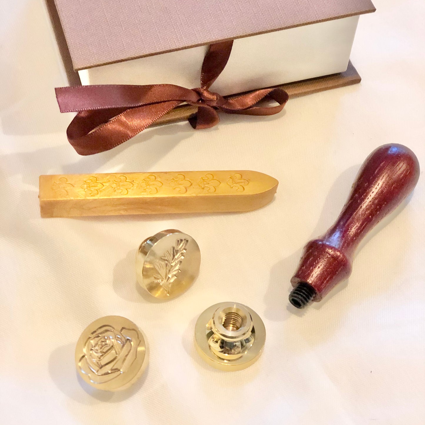 Garden wax seals / wooden brass sealing stamps - boxed set of 3