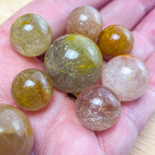 Golden rutile crystal mini sphere