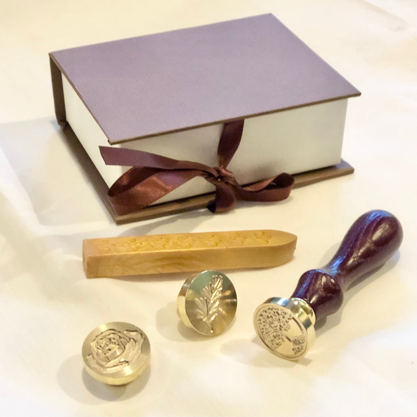 Garden wax seals / wooden brass sealing stamps - boxed set of 3