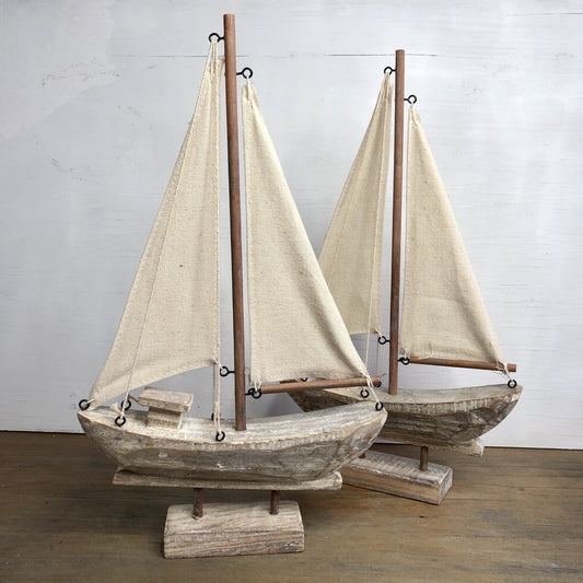 Wooden coastal sailing decor boat statue