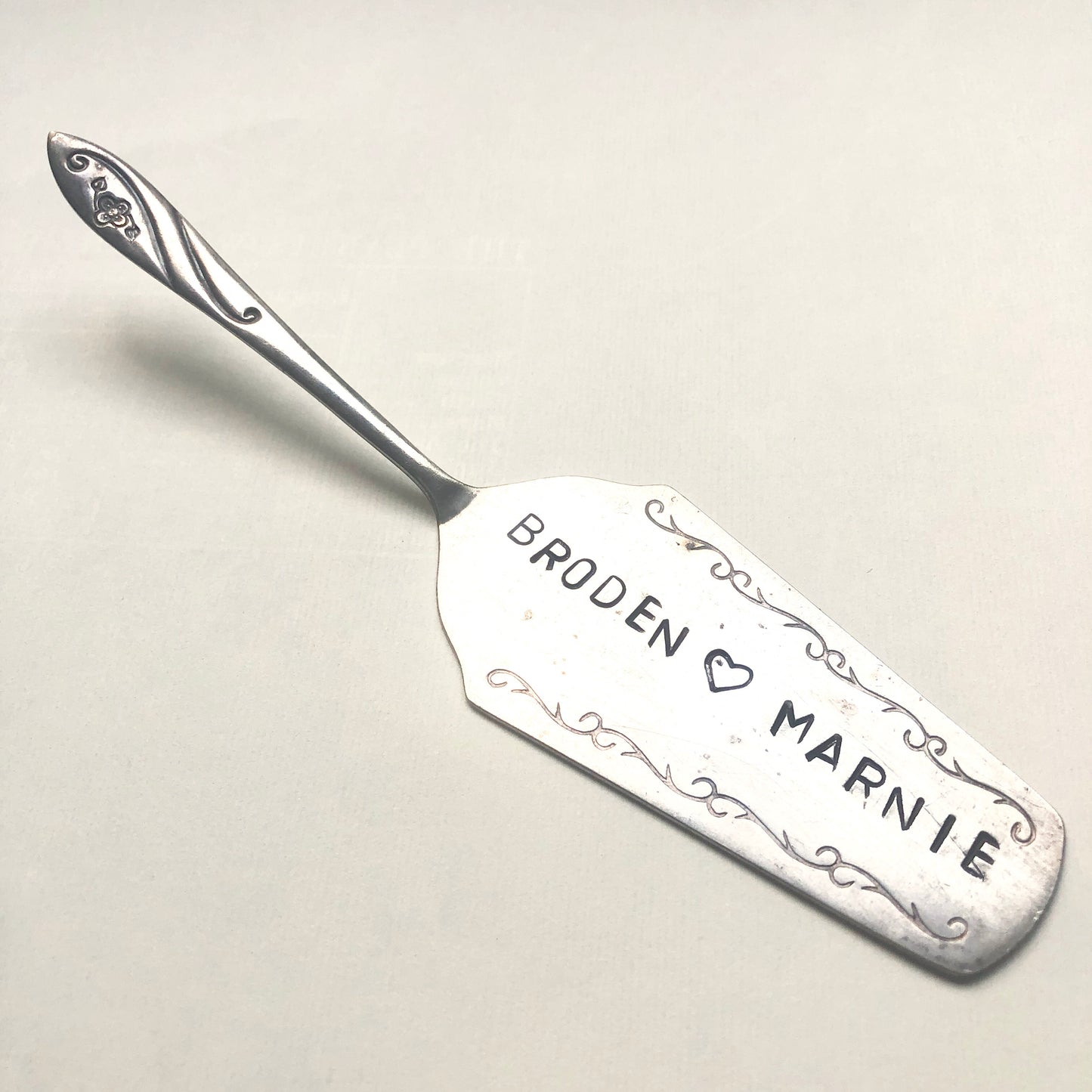 Custom made hand stamped vintage silver cutlery