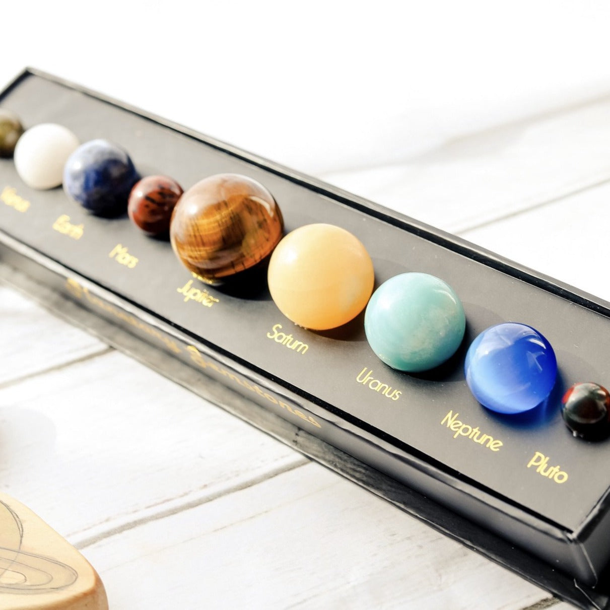 Crystal spheres gift box desk set of the solar system planets