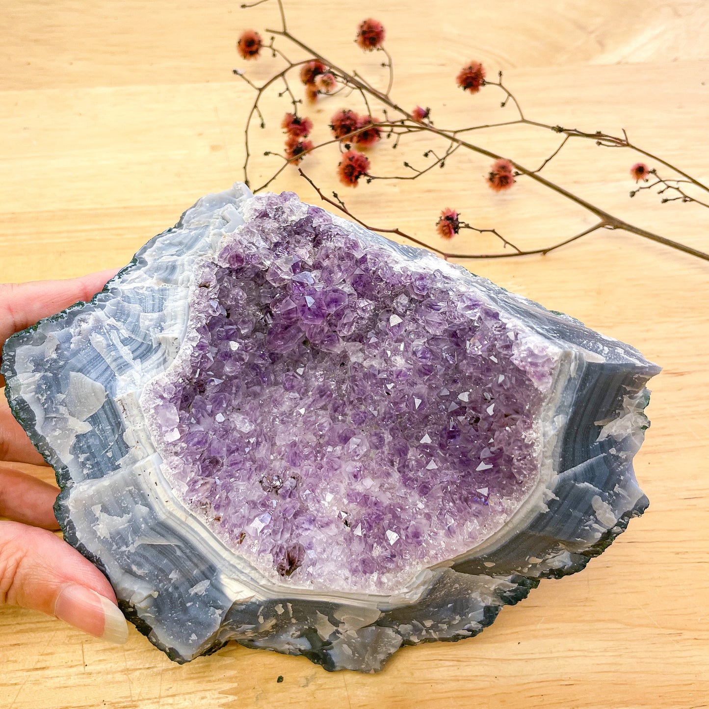 Purple Amethyst + Blue lace agate crystal cluster 1.14kg