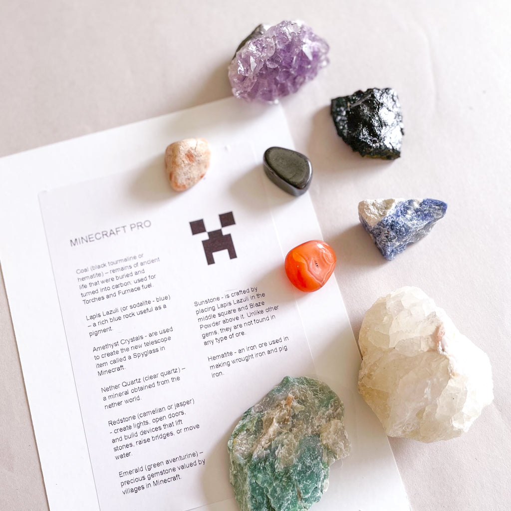 Minecraft rock / tumble stone and rough crystal set
