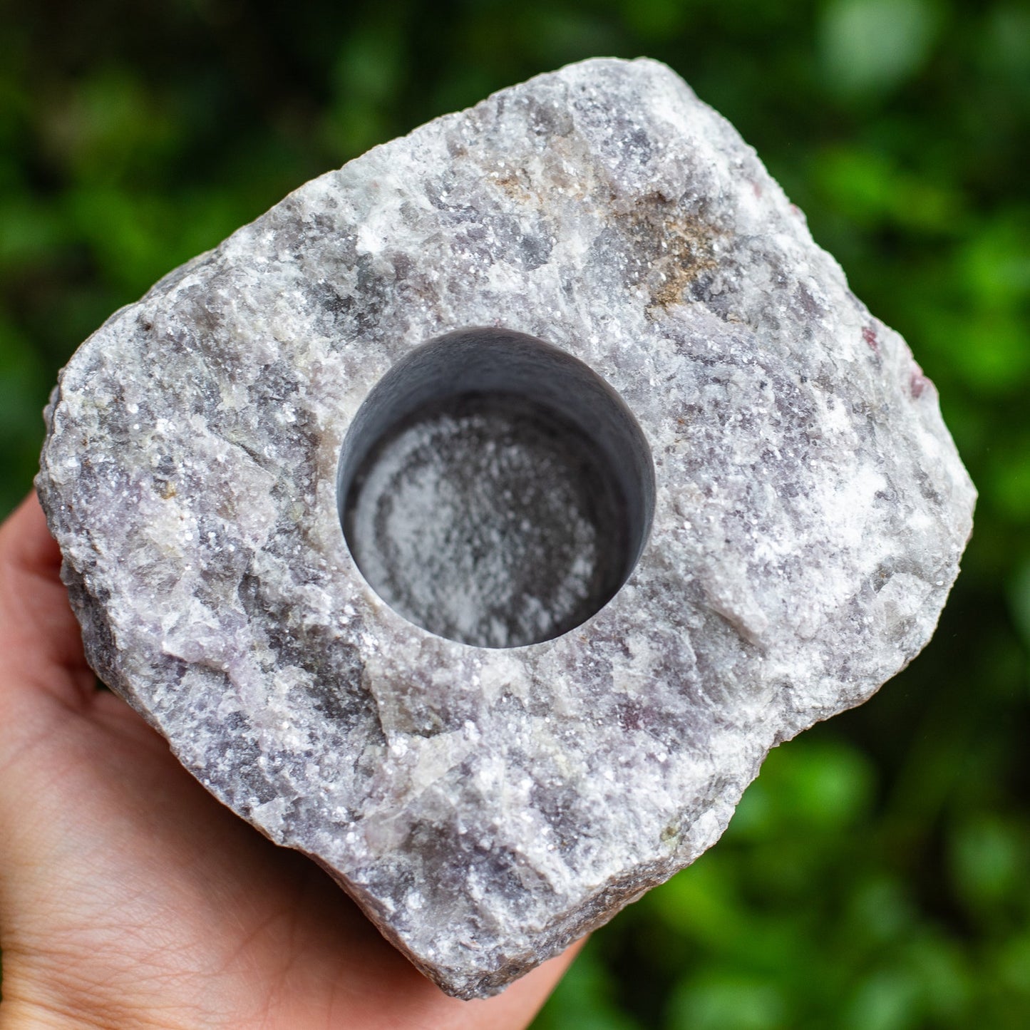 Lepidolite crystal candle holder