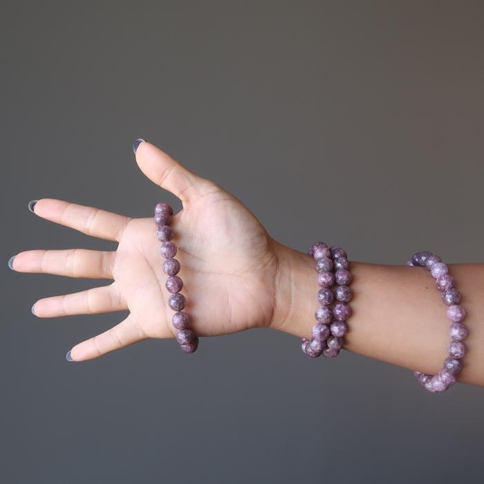 Lepidolite crystal bead bracelet